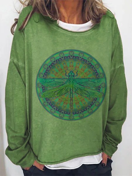 

Casual plus size paisley dragonfly print sweatshirt, Green, Sweatshirts & Hoodies
