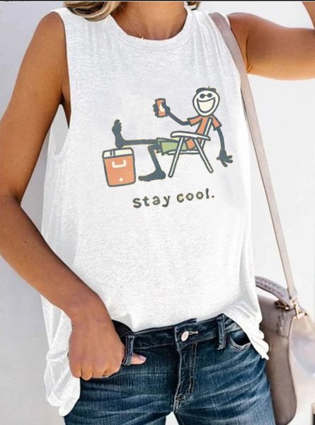 

Stay Cool Cotton-Blend Shirts & Tops, White, Tank Tops