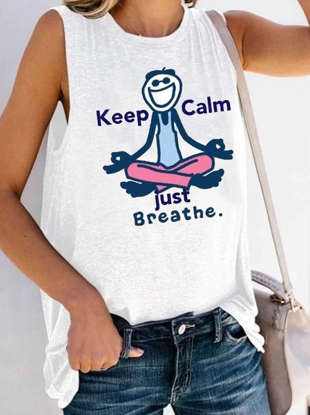 

Keep Calm Just Breathe Tops, White, Tank Tops