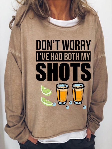 

Don’t worry I’ve had both my shots vaccination tequila Women's long sleeve sweatshirt, Light brown, Hoodies&Sweatshirts
