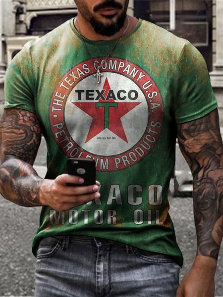 

Print Crew Neck Street T-Shirts & Tops, Green, T-shirt