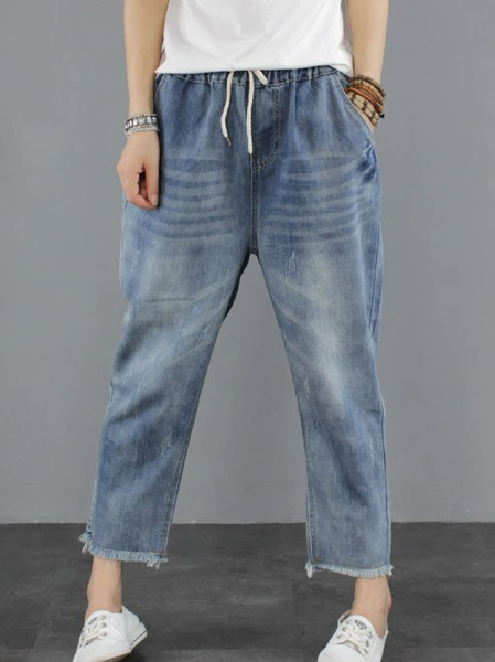 

Shift Casual Denim Pants, As picture, Pants