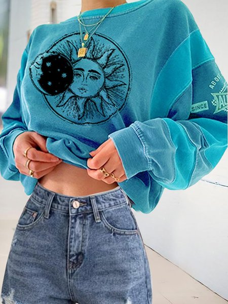 

Long Sleeve Casual Shift Crew Neck Sweatshirt, Sky blue, Sweatshirts & Hoodies