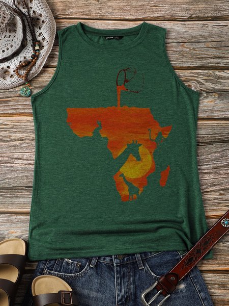 

Cotton-Blend Casual Sleeveless Vests, Dark green, Tank Tops
