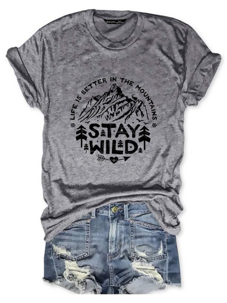 

Colorado Day Graphic Tshirt Nature Short Sleeve Crew Neck Tee, Gray, T-shirts