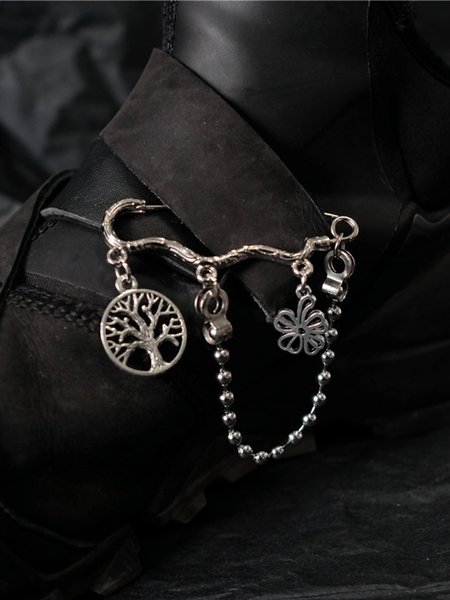 

Tree Of Life Four-leaf Clover Decorative Chain Pin, Silver, Accessories