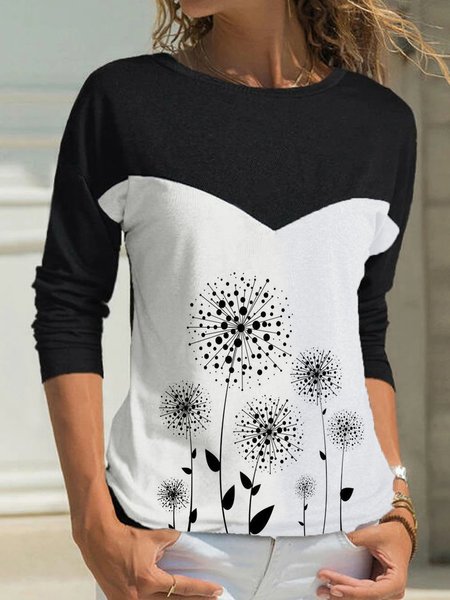 

Long Sleeve Cotton-Blend Shift Shirts & Tops, Black, Long sleeve tops