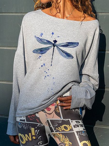 

Casual Cotton-Blend Long Sleeve Shirts & Tops, Gray, Long sleeve tops