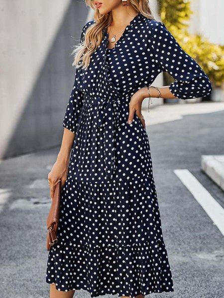 

Floral-Print Sweet Dresses, Purplish blue, Floral Dresses