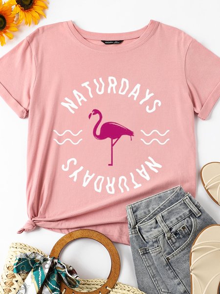 

Naturdays Flamingo Cute Graphic Women Tshirt, Brick red, T-shirts