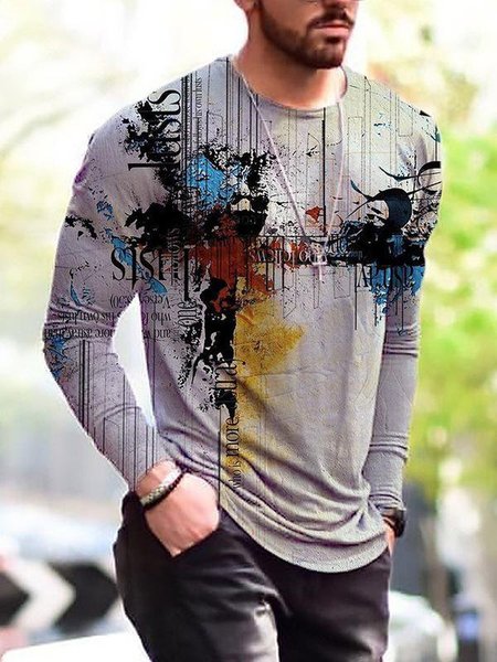 

Cotton-Blend Crew Neck T-shirt, Color7, T-shirt