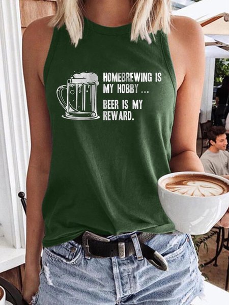 

Homebrew is my hobby Beer is my reward Women's Crew Neck Casual Cotton-Blend Shirts & Tops, Dark green, Tank Tops