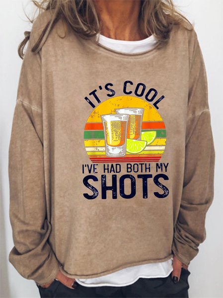 

It's Cool I've Had Both My Shots Tequila Vaccinated Women's long sleeve sweatshirt, Light brown, Hoodies&Sweatshirts
