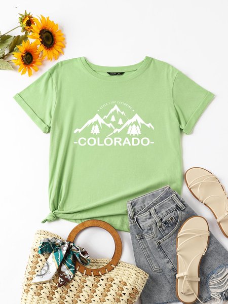 

Colorado Graphic Short Sleeve Casual Tee, Olive green, T-shirts