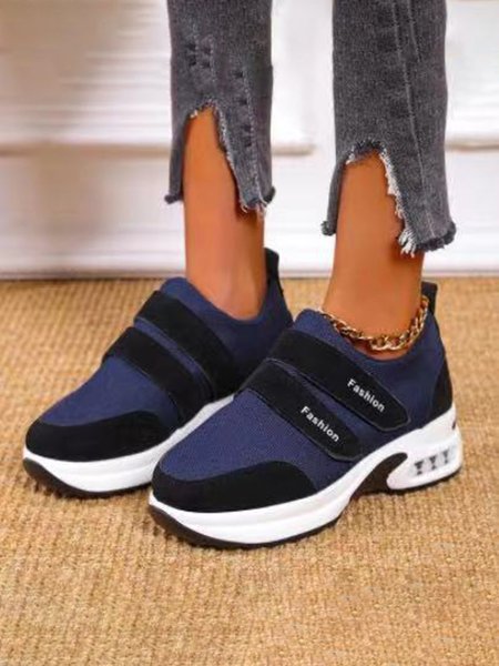 

Velcro Stitching Heightening Sneakers, Deep blue, Sneakers