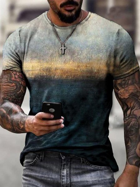 

Round Neck Short Sleeve Casual T-Shirts, As picture, T-Shirts
