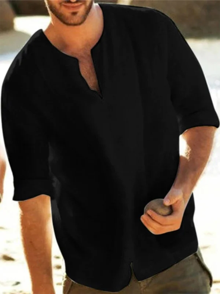 

Men's Solid Colors Casual Thin Half Sleeve T-shirts, Black, Shirt