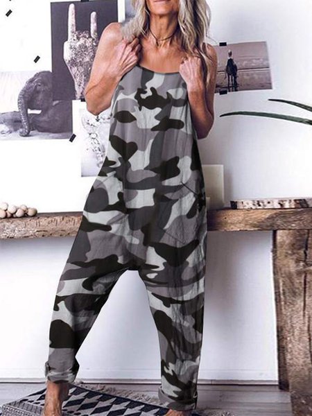 

Misto Cotone Casuale Pezzi Interi, Nero, Jumpsuits