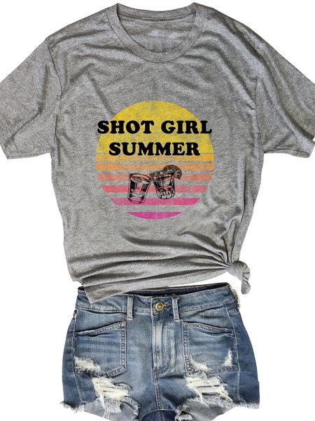 

Shot Girl Summer Funny Shirts & Tops, Light gray, T-shirts