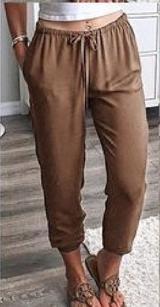 

Casual Cotton-Blend Pants, Coffee, Pants