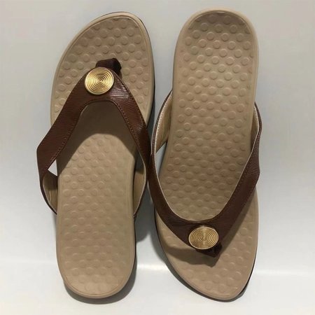 Chic Metallo Decorazione Ciabatta, Marrone scuro, Shoes