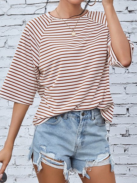 

Stripes Vintage Floral-Print Shirts & Tops, Khaki, T-Shirts