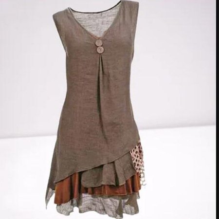

Casuale Abito Corto Senza Maniche, Cachi, Dresses