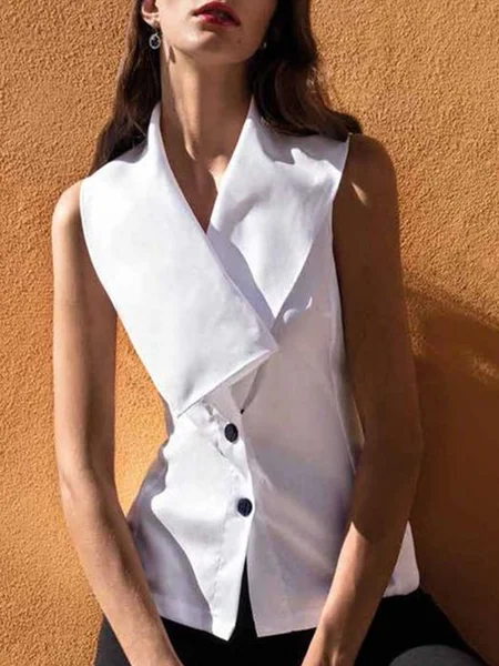 

Shawl Collar Vintage Shirt, White, Tanks and Camis