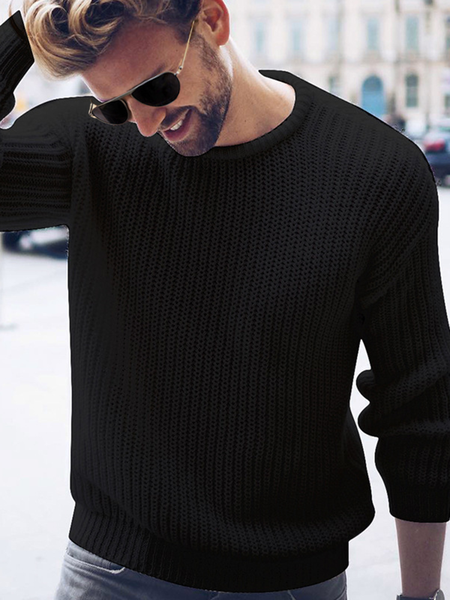 

Plain Sweater, Black, Men's Sweater