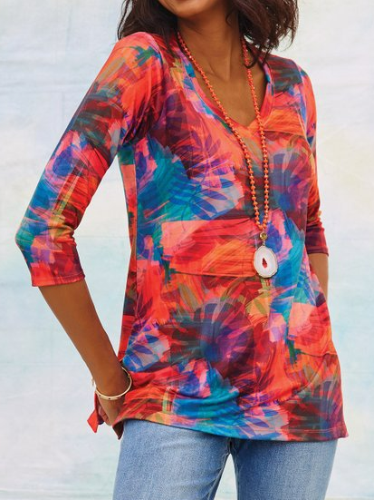 

Shift 3/4 Sleeve Casual Shirts & Tops, Red, Long sleeve tops