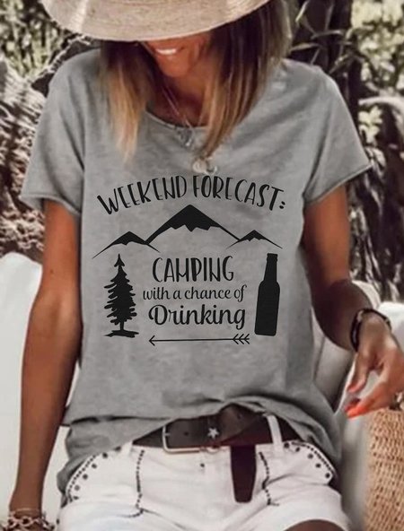 

Weekend Forecast Camping with a Chance of Drinking Tee, Gray, T-shirts