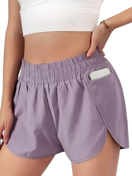 

Casual Athletic Pockets Shorts, Purple, Shorts