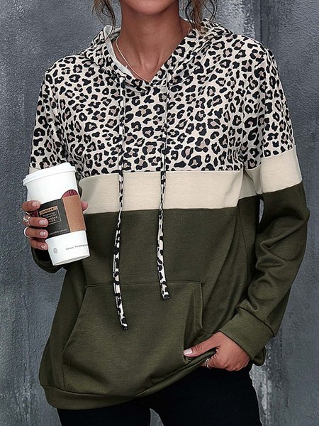 

Long Sleeve Pockets Leopard Casual Sweatshirt, Army green, Sweatshirts & Hoodies