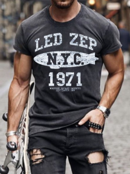 

Cotton-Blend Crew Neck Casual T-Shirts & Tops, Gray, Men's t-shirts