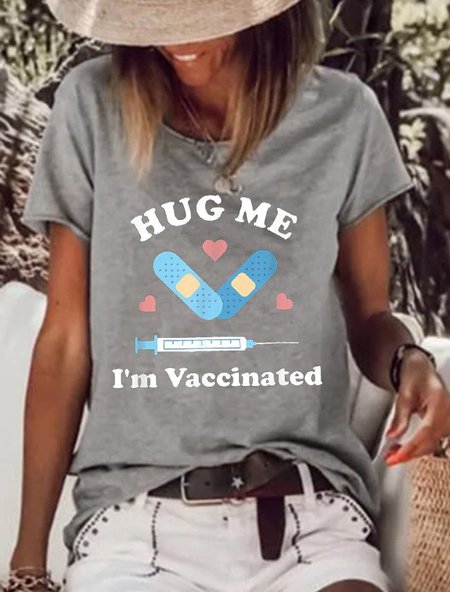 

Hug Me I Am Vacccinated Tee, Gray, T-shirts