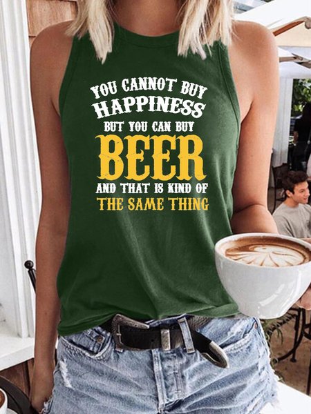 

You Cannot Buy Happiness But You Can Buy Beer Women’s Cotton-Blend Casual Shirts & Tops, Dark green, Tank Tops