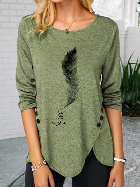 

Casual cotton printed Shirts & Tops, Green, Long sleeve tops