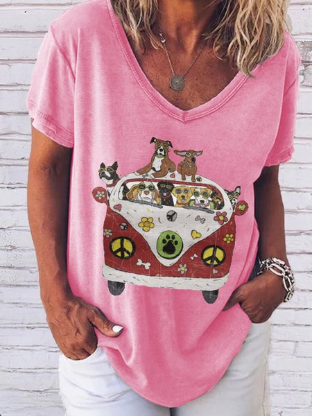 

Dog Lovers Boxer Dog V Neck Shirt, Pink, T-shirts