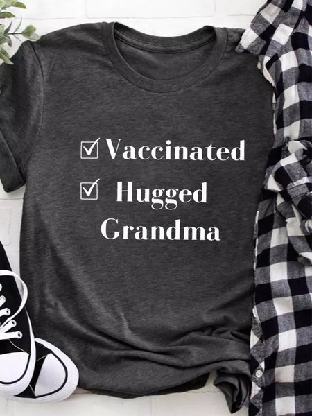 

Vaccinated Hugged Grandma Short-Sleeve T-Shirt, Deep gray, T-shirts