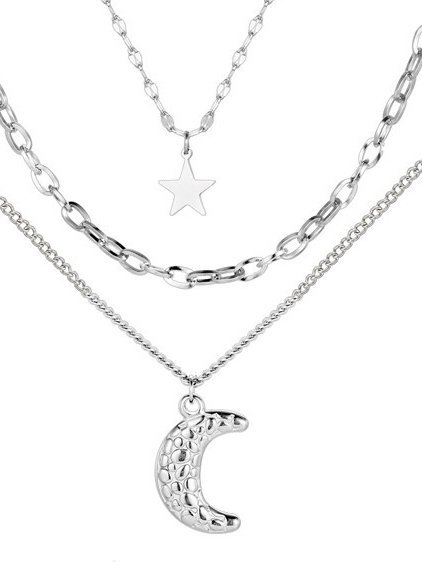 

Retro fashion ladies versatile multi-layer necklace, Silver, Necklaces