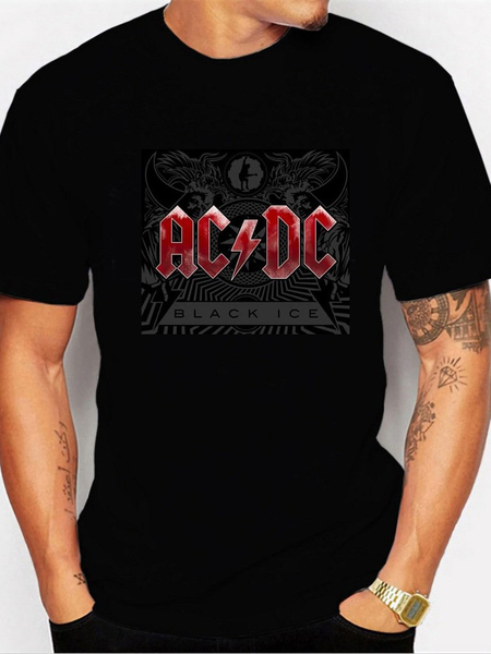 

Rock Roll Guitar Casual T-Shirts, Black-red, Men's t-shirts