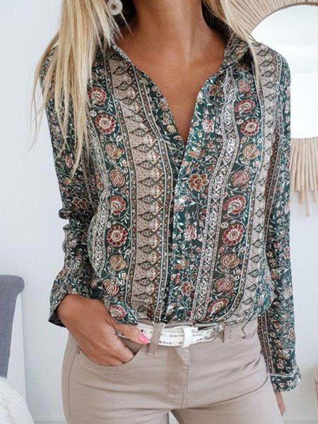 Maniche Lunghe Casuale Top, Multicolore, Blouses & Shirts
