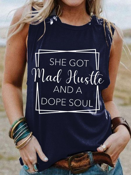 She Got Mad Hustle And A Dope Women Tank Top, Blue, Tank Tops