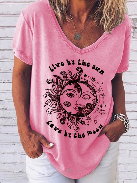 

LIVE BY THE SUN LOVE BY THE MOON T-Shirts & Tee, Pink, T-shirts