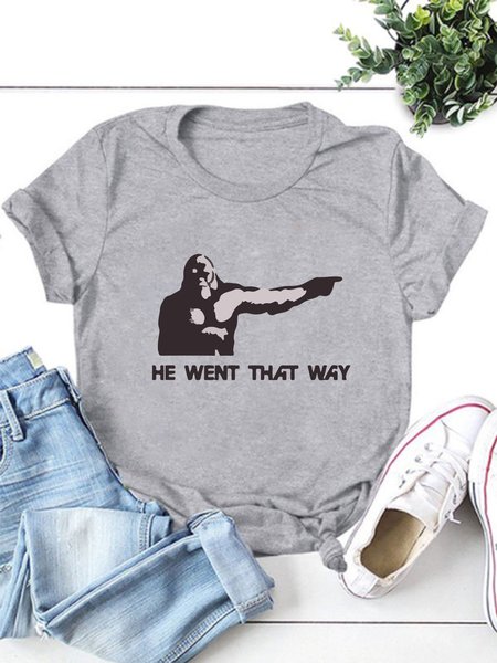 

He Went That Way Big Foot Casual Short Sleeve Shirts & Tops, Gray, T-shirts