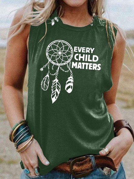 

Every Child Matters Women’s Cotton-Blend Sleeveless Shirts & Tops, Dark green, Tank Tops