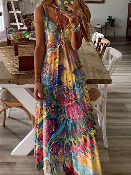 

Spaghetti senza maniche Abito, Multicolore, Summer dresses