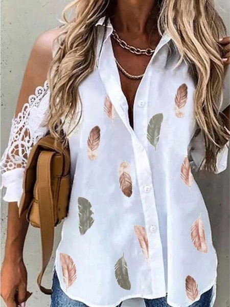 

Casual Printed Printed 3/4 Sleeve Shirts & Tops, White, Blouses & Shirts