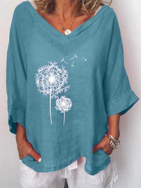 

3/4 Sleeve Casual Shirts & Tops, Blue, Long sleeve tops