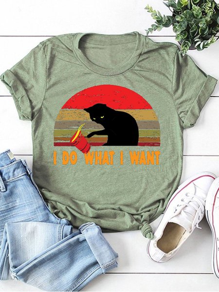 

I Do What I Want Women‘s Crew Neck Casual Cotton Short Sleeve T-shirt, Army green, T-shirts
